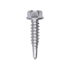 #12 x 1" Indented Hex Washer Head Number 3 Super Teks - Zinc