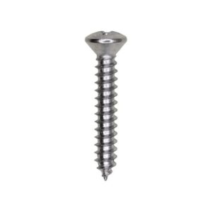 #8 x 1" Phillips Oval Head Tapping Screw Chrome